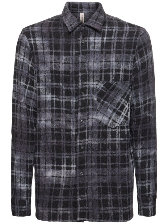 Giorgio Brato: Destroyed check cashmere blend shirt - Black/Grey - men_0 | Luisa Via Roma