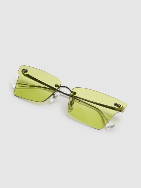 Ray-Ban: Lunettes de soleil carrées en métal 3730 - Silver/Lime - women_1 | Luisa Via Roma