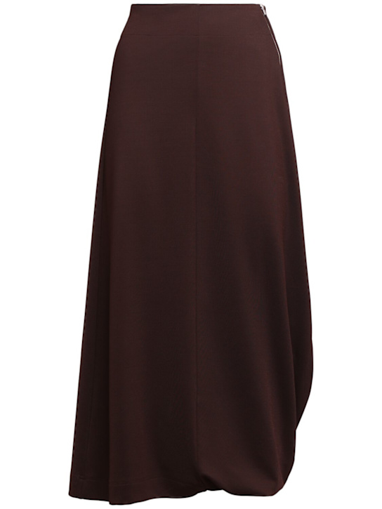 Lemaire: Silk viscose interlock twisted hem skirt - Brown - women_0 | Luisa Via Roma