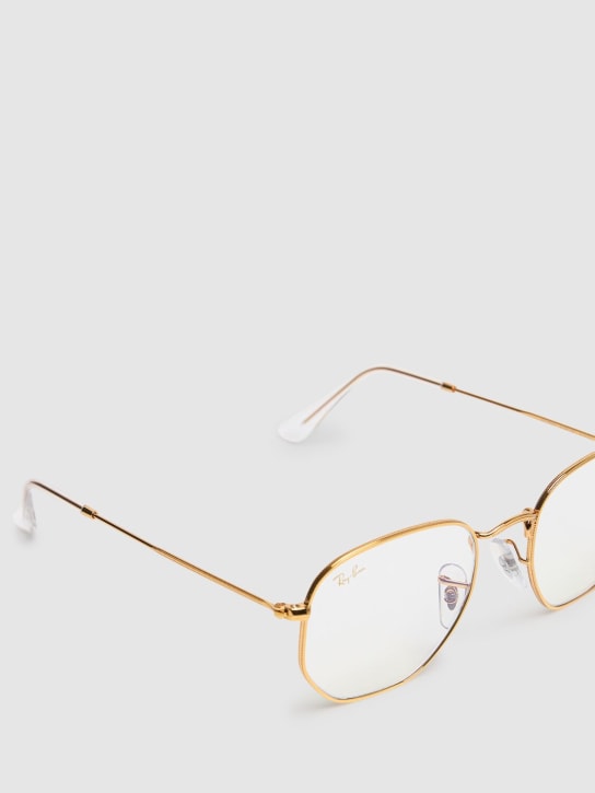 Ray-Ban: Hexagonal flat lens metal sunglasses - Gold/Transparen - women_1 | Luisa Via Roma