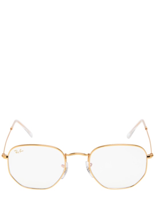 Ray-Ban: Sechseckige Sonnenbrille aus Metall - Gold/Transparen - women_0 | Luisa Via Roma