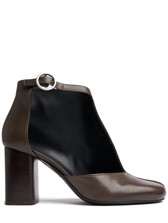 Lemaire: 85mm Cut out leather ankle boots - Dark Brown - women_0 | Luisa Via Roma