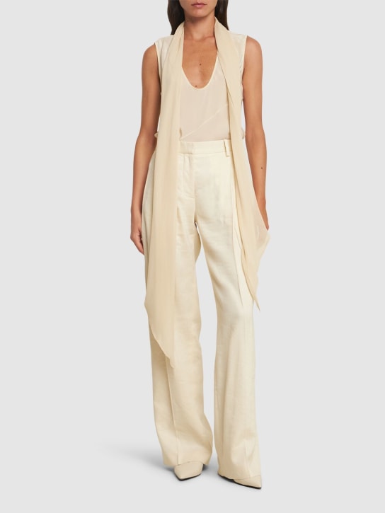 Helmut Lang: Oberteil aus Seidenorganza mit Schal - Elfenbein - women_1 | Luisa Via Roma