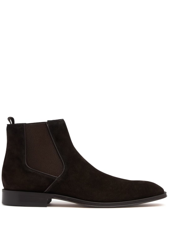 Boss: Derrek suede Chelsea boots - Dark Brown - men_0 | Luisa Via Roma