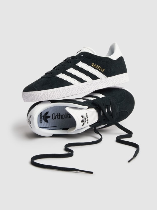 adidas Originals: Gazelle suede lace-up sneakers - Black/White - kids-boys_1 | Luisa Via Roma