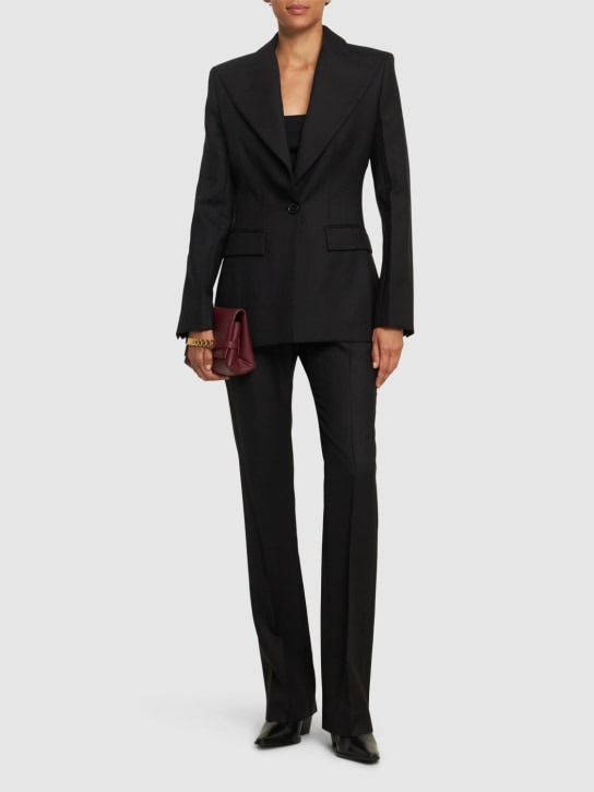 Nina Ricci: Blazer monopetto in gabardina di lana - Nero - women_1 | Luisa Via Roma