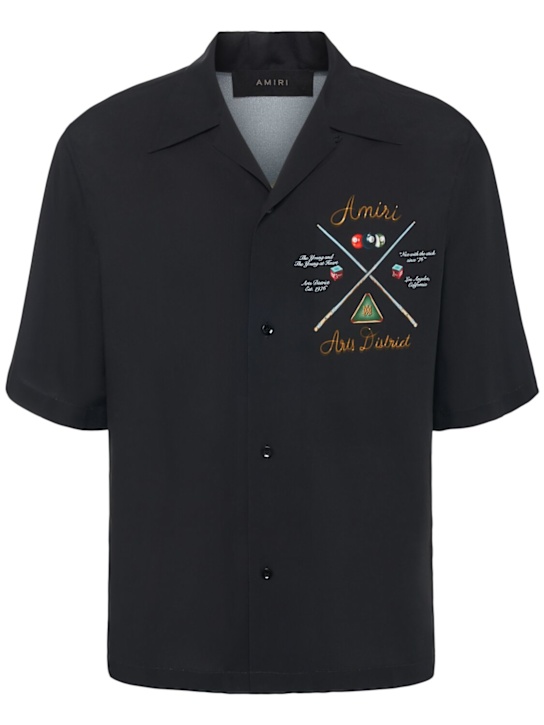 Amiri: Pool Cue printed viscose bowling shirt - Black - men_0 | Luisa Via Roma