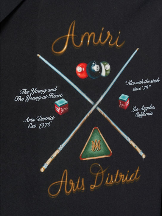 Amiri: Pool Cue printed viscose bowling shirt - Black - men_4 | Luisa Via Roma
