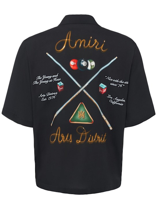 Amiri: Pool Cue printed viscose bowling shirt - Black - men_3 | Luisa Via Roma