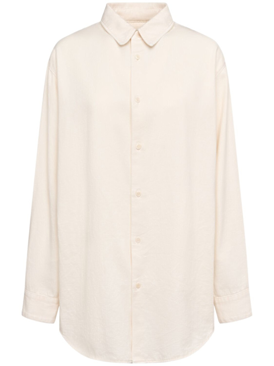 Lemaire: Relaxed light denim shirt - White - women_0 | Luisa Via Roma