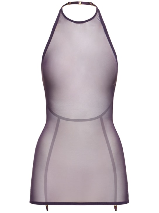 Bordelle: Retta mesh mini dress - Purple - women_0 | Luisa Via Roma