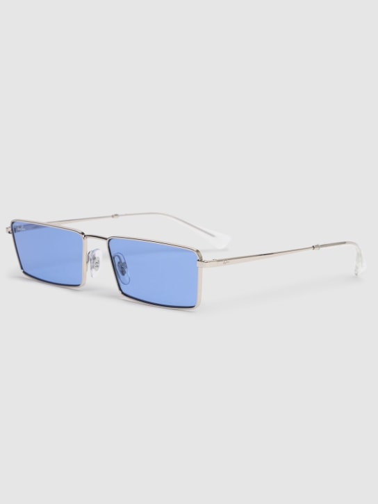 Ray-Ban: 3741 squared metal sunglasses - Silver/Blue - women_1 | Luisa Via Roma