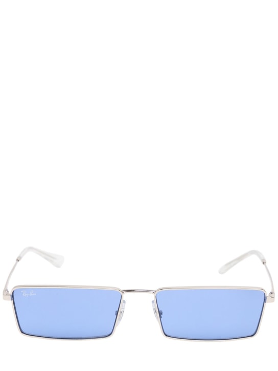 Ray-Ban: 3741 squared metal sunglasses - Silver/Blue - women_0 | Luisa Via Roma