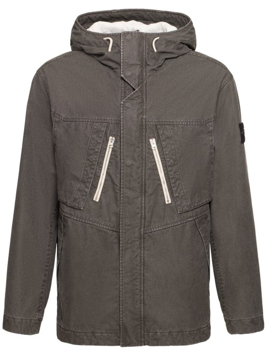 Stone Island: Cotton blend jacket - Lead Grey - men_0 | Luisa Via Roma