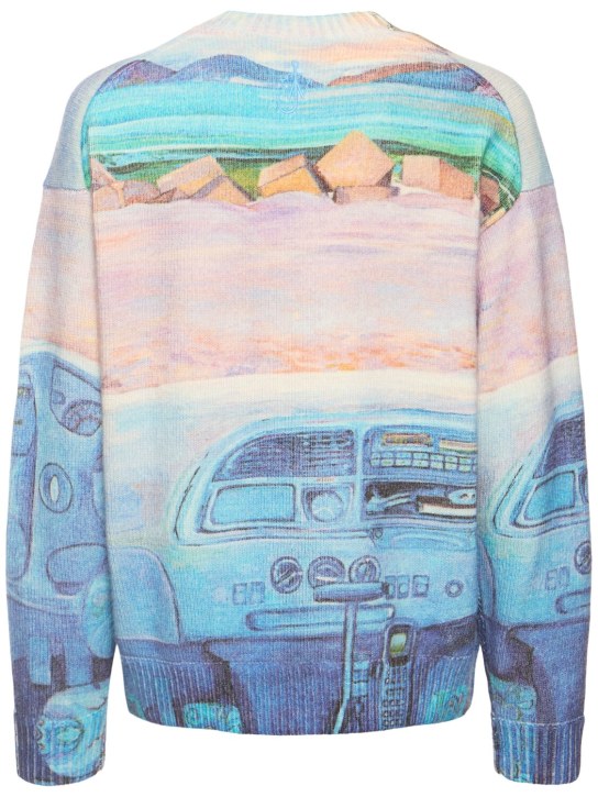 JW Anderson: Printed wool blend knit sweater - Cornflower Blue - men_4 | Luisa Via Roma