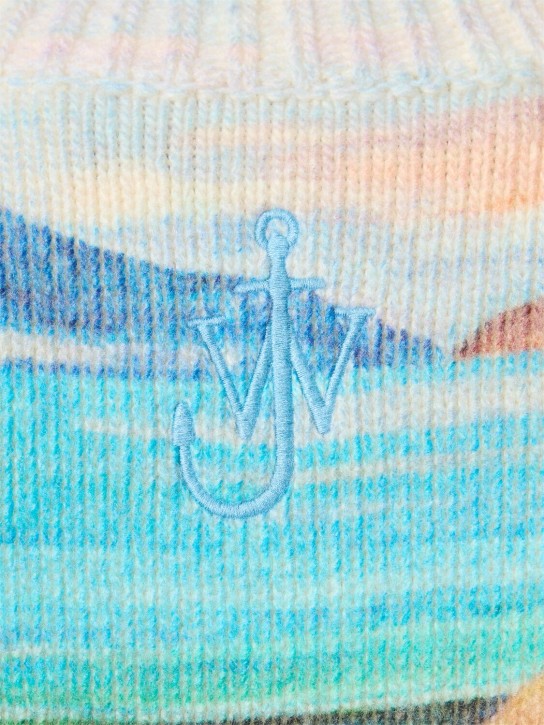 JW Anderson: Printed wool blend knit sweater - Cornflower Blue - men_3 | Luisa Via Roma