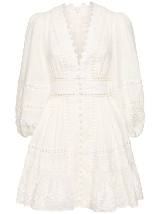 Zimmermann: Robe courte en lin Pop - Ivoire - women_0 | Luisa Via Roma