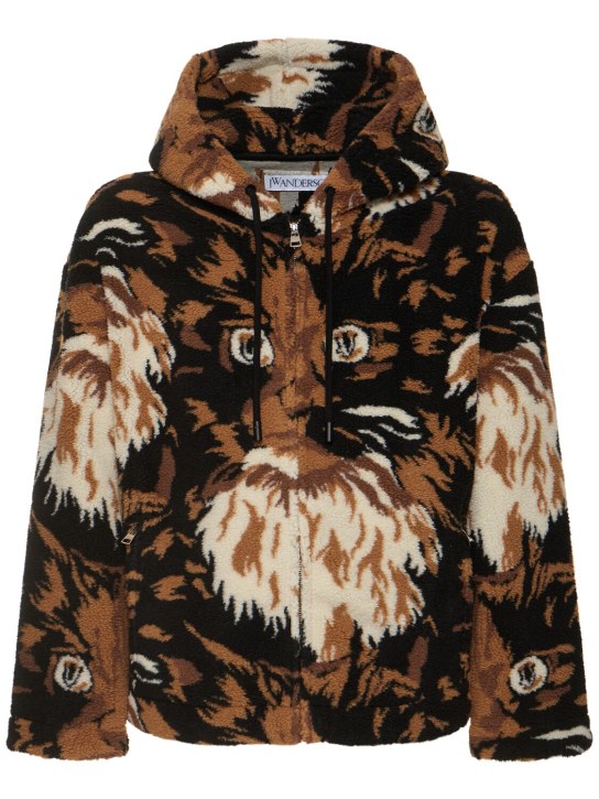 JW Anderson: Printed acrylic blend hooded jacket - Brown - men_0 | Luisa Via Roma