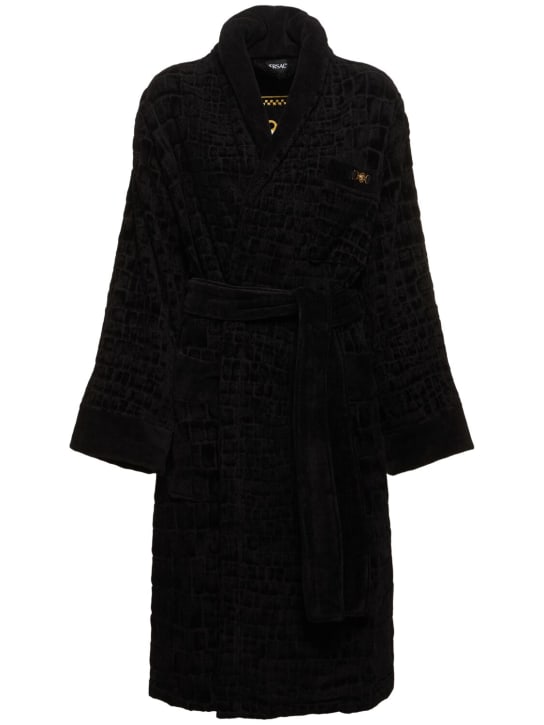 Versace: Barocco bathrobe - Black - men_0 | Luisa Via Roma