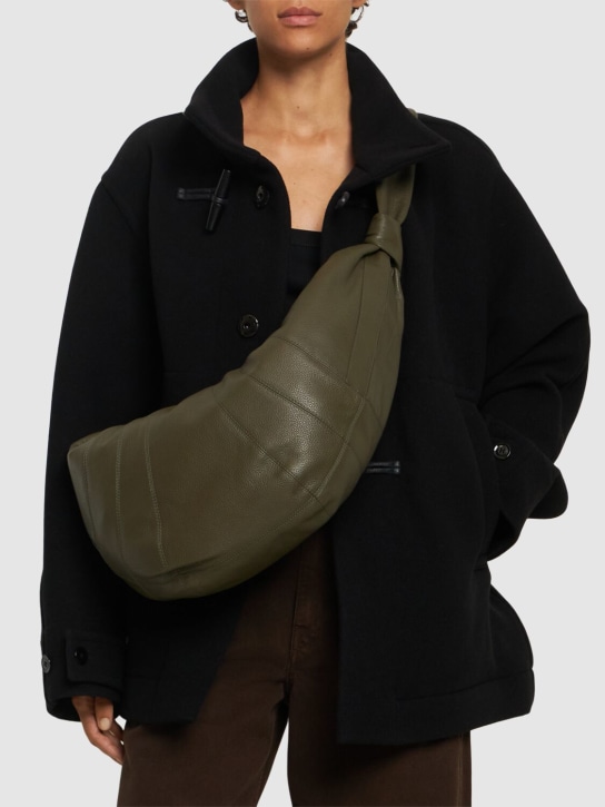 Lemaire: Large Croissant grain leather bag - Dark Moss - women_1 | Luisa Via Roma