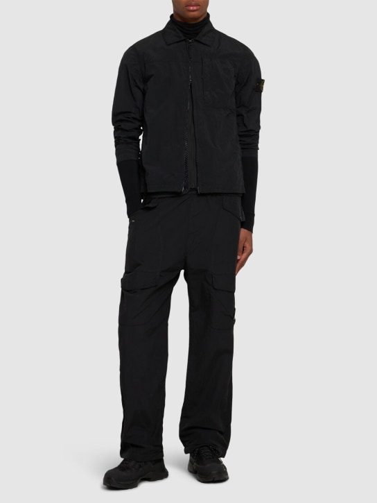 Stone Island: Tech zip overshirt - Black - men_1 | Luisa Via Roma