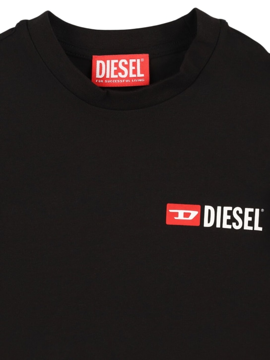 Diesel Kids: Set pigiama in cotone con logo - Nero - kids-boys_1 | Luisa Via Roma