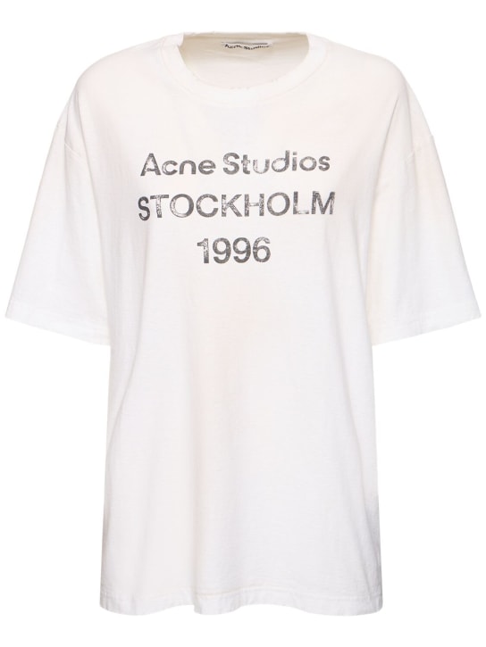 Acne Studios: Exford U 1996 cotton blend t-shirt - Dusty White - women_0 | Luisa Via Roma