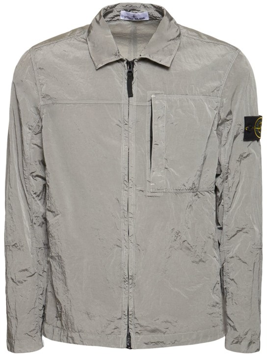 Stone Island: Tech zip overshirt - Grey - men_0 | Luisa Via Roma