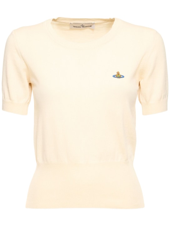 Vivienne Westwood: Top Bea in maglia di cotone e cashmere con logo - women_0 | Luisa Via Roma