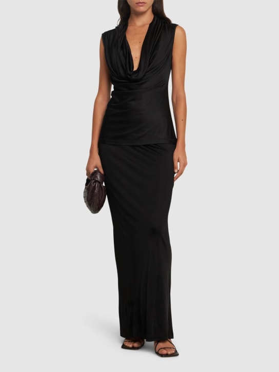 Helmut Lang: Midikleid aus Viskosesatin - Schwarz - women_1 | Luisa Via Roma