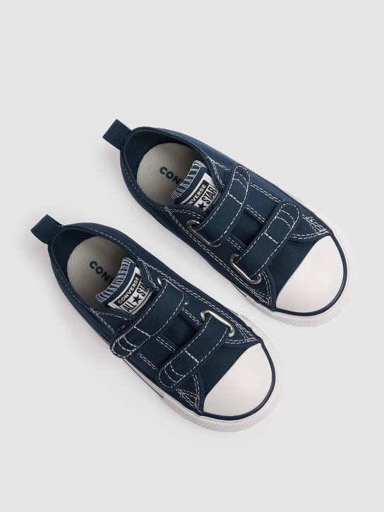 Converse: Cotton canvas strap sneakers - Dark Blue - kids-girls_1 | Luisa Via Roma