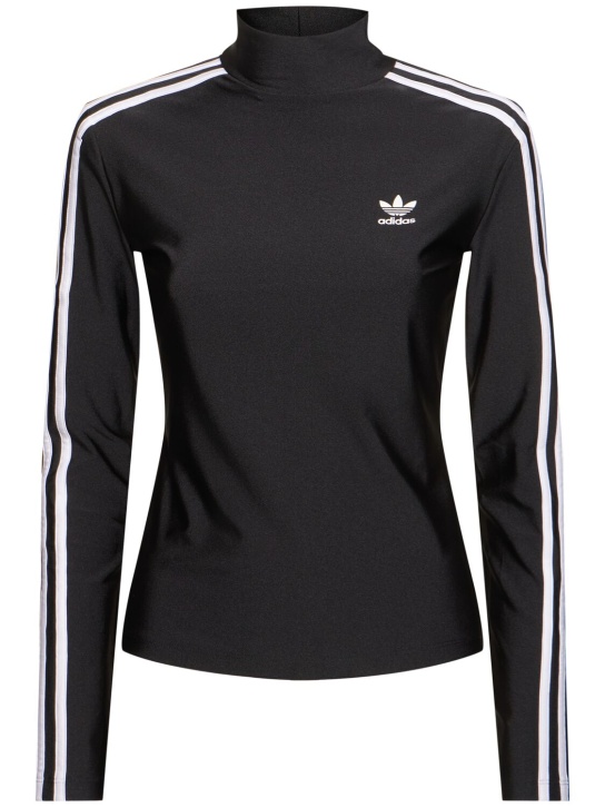 adidas Originals: Adicolor 3 Stripes turtleneck t-shirt - Black/White - women_0 | Luisa Via Roma