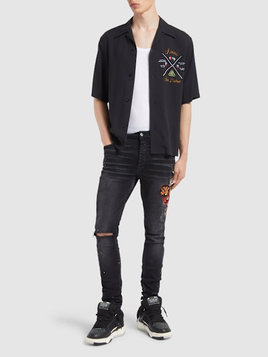 Amiri: Pool Cue printed viscose bowling shirt - Black - men_1 | Luisa Via Roma