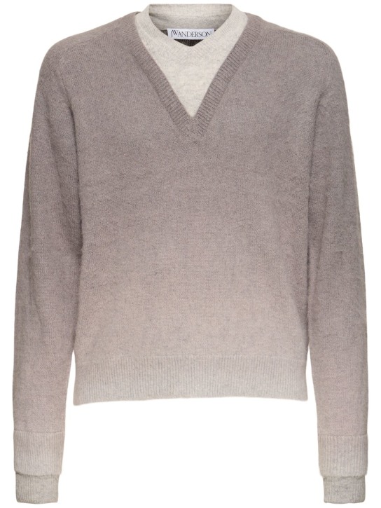 JW Anderson: Pullover aus Alpaka und Wolle mit V-Ausschnitt - Dunkelgrau - men_0 | Luisa Via Roma