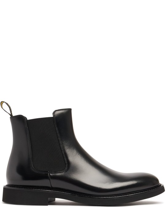 Doucal's: Glossy leather Beatle boots - men_0 | Luisa Via Roma