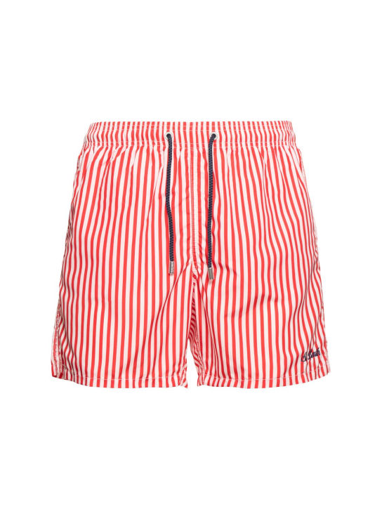 Mc2 Saint Barth: Striped print tech swim shorts - Red/Blue - men_0 | Luisa Via Roma