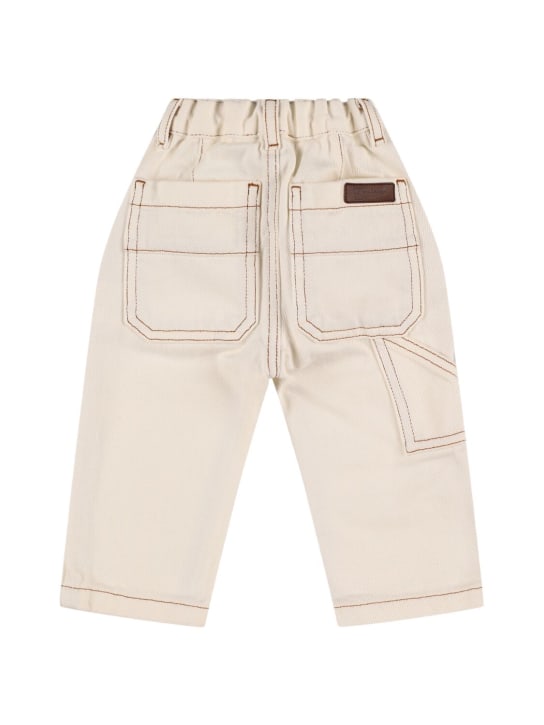 Bonpoint: Cotton jeans - Off-White - kids-girls_1 | Luisa Via Roma