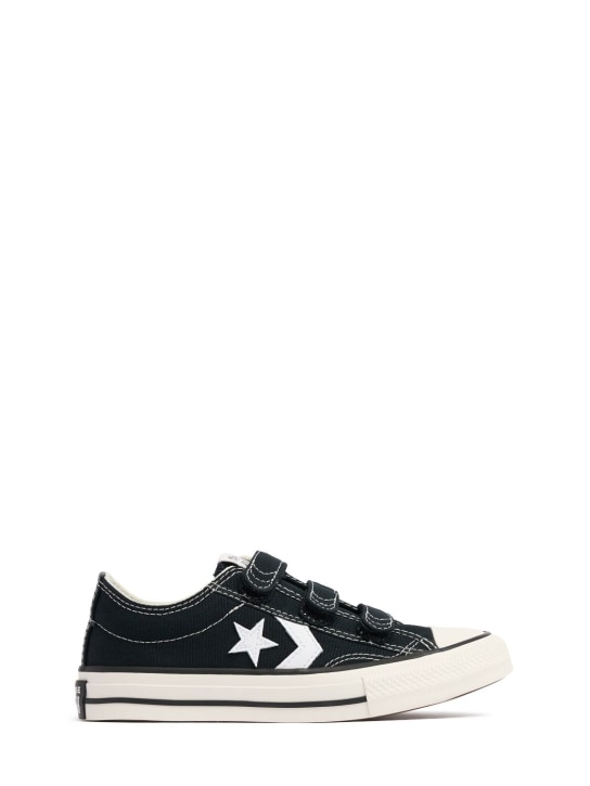 Converse: Cotton canvas strap sneakers - Black - kids-boys_0 | Luisa Via Roma