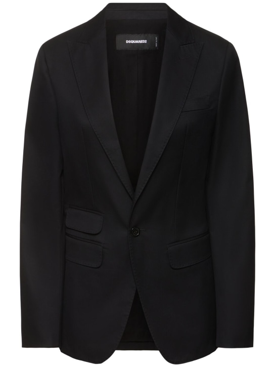 Dsquared2: Cotton twill single breasted jacket - Black - women_0 | Luisa Via Roma