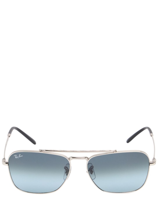 Ray-Ban: New Caravan metal sunglasses - Silver/Blue - men_0 | Luisa Via Roma