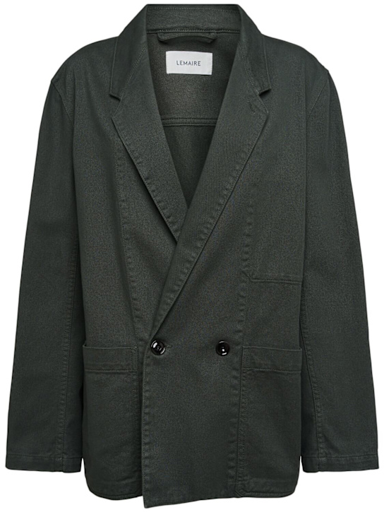Lemaire: Denim double breast workwear jacket - women_0 | Luisa Via Roma