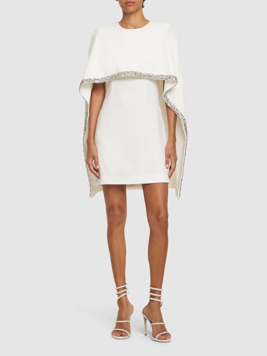 Roland Mouret: Embellished cape satin crepe mini dress - White - women_1 | Luisa Via Roma