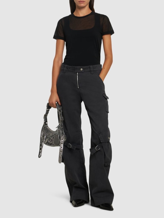 Acne Studios: Potinal high rise denim cargo jeans - women_1 | Luisa Via Roma