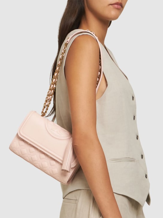 Tory Burch: Small Fleming Soft grain convertible bag - Blush - women_1 | Luisa Via Roma