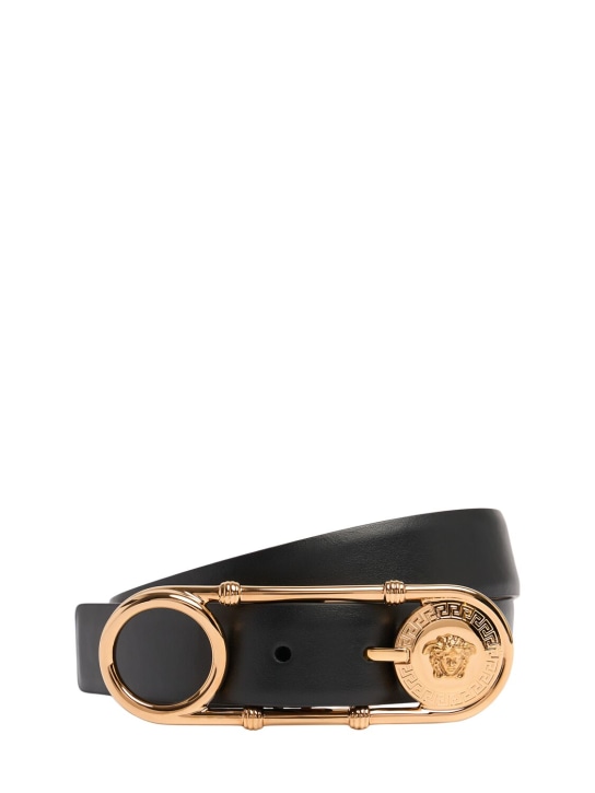 Versace: レザーベルト 30mm - Black-ver - women_0 | Luisa Via Roma