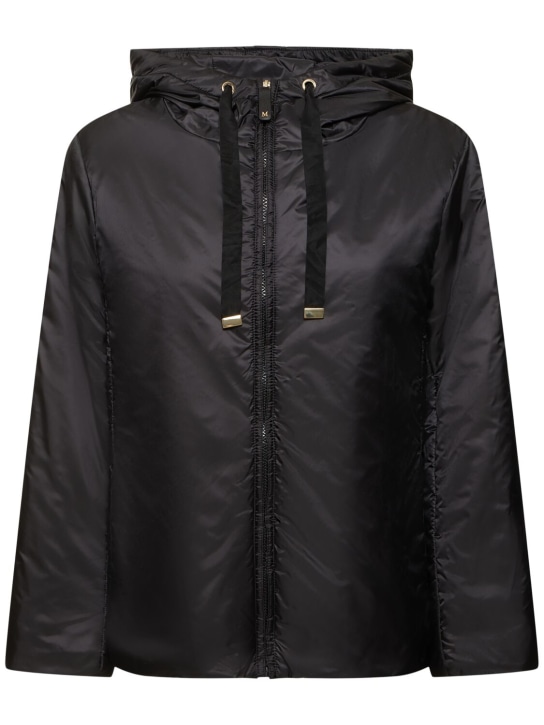 Max Mara: Greenh padded tech puffer jacket w/ hood - women_0 | Luisa Via Roma