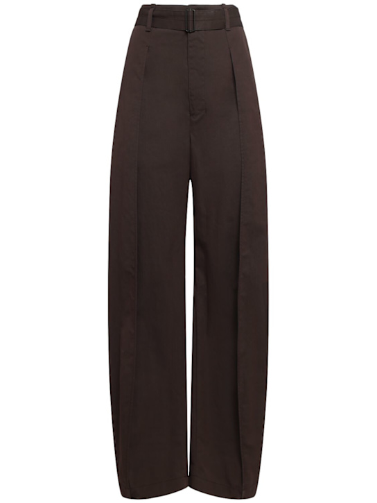 Lemaire: Pantaloni Tumbled in cotone con cintura - Marrone - women_0 | Luisa Via Roma