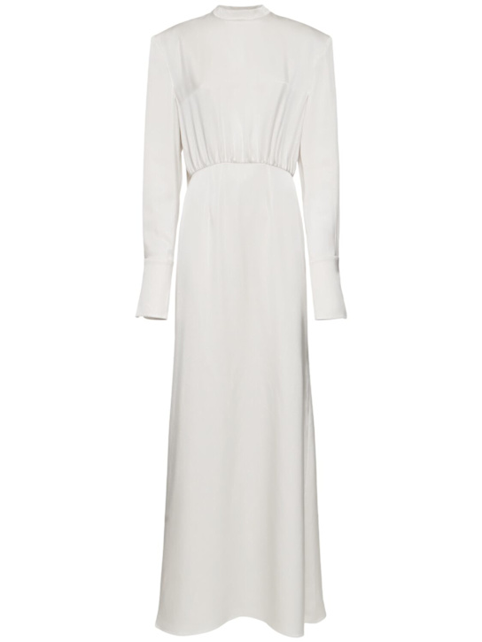 Silk satin long dress w/ scarf panel - Thumbnail 1
