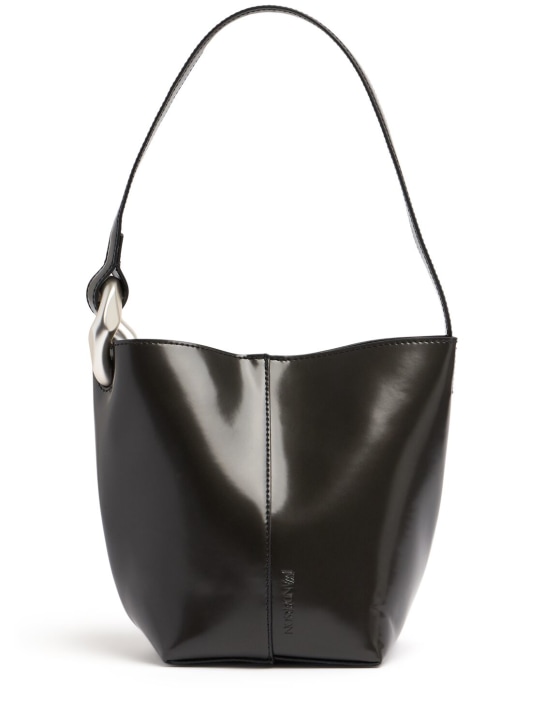 JW Anderson: Small Corner Bucket leather bag - Black - women_0 | Luisa Via Roma