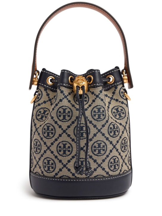 Tory Burch: Mini T Monogram jacquard bucket bag - women_0 | Luisa Via Roma